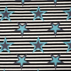 EMERALD STARS / stripes -  Cotton woven fabric