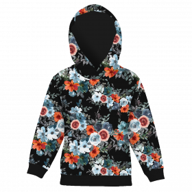 KID'S HOODIE (ALEX) - WATER-COLOR FLOWERS pat. 2 / black - sewing set