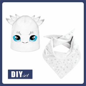 KID'S CAP AND SCARF (DINO) - WHITE DRAGON 51-54