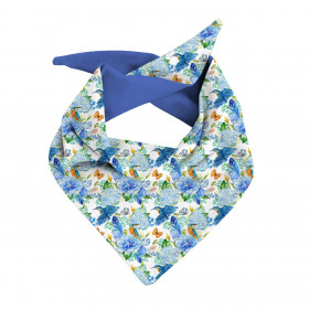 KID'S CAP AND SCARF (MOUSE) - MINI KINGFISHERS AND LILACS (KINGFISHERS IN THE MEADOW) / white - sewing set