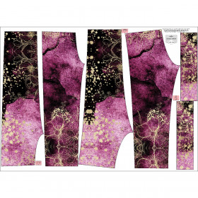 CHILDREN'S SOFTSHELL TROUSERS (YETI) - FLOWERS / golden contour Pat. 1  / WATERCOLOR MARBLE - sewing set