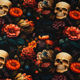 FLOWERS AND SKULL - French terry