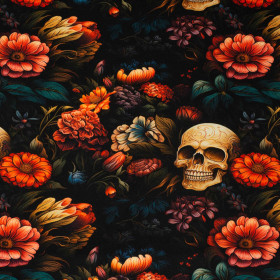 FLOWERS AND SKULL - single jersey