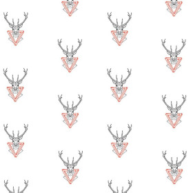 DEERS / white - Cotton woven fabric