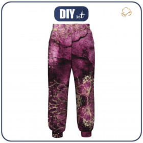 WOMEN'S JOGGERS (NOEMI) - FLOWERS / golden contour Pat. 1  / WATERCOLOR MARBLE - sewing set