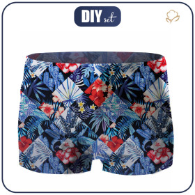 Boy's swim trunks - TROPICAL CHECK - sewing set