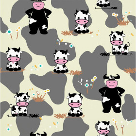 COWS ON BEIGE - Cotton woven fabric