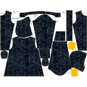 KIDS JACKET TEDDY (ZOE) - CONSTELLATIONS pat. 2 (GALACTIC ANIMALS) / navy - sewing set