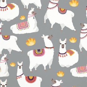 LAMA / grey - Cotton woven fabric