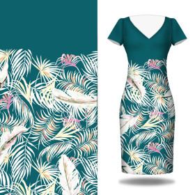 LEAVES AND FEATHERS - dress panel crepe