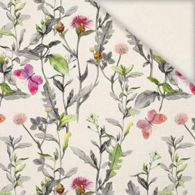 MEADOW / butterflies - ecru - Linen with viscose