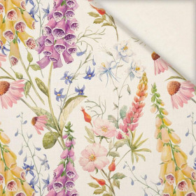 FLOWERS - bellflowers / ecru - Linen with viscose