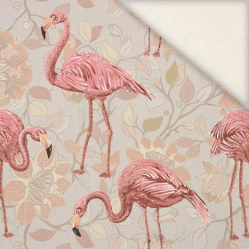 FLAMINGOS AND  TWIGS  - Linen with viscose