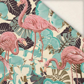 FLAMINGOS AND  MONSTERAS - Linen with viscose