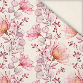 FLOWERS pattern no. 4 (pink) - Linen with viscose