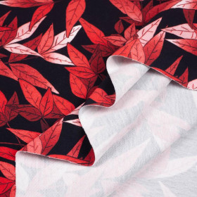 LEAVES pat. 7  (red) / black - looped knit 