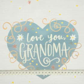 Love you Grandma/ daisies and stars- Cotton woven fabric panel (50cmx75cm)