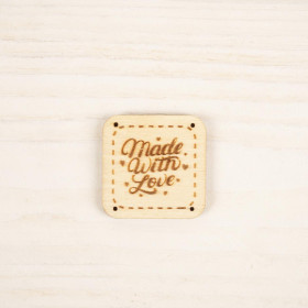 Wooden label square - MADE WITH LOVE / PAT. 3