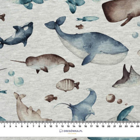 OCEAN MIX (THE WORLD OF THE OCEAN)  / melange light grey - looped knit fabric