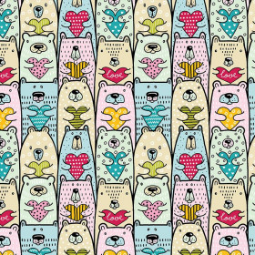 BEARS WITH HEARTS - Cotton woven fabric