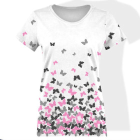 WOMEN’S T-SHIRT - BUTTERFLIES / pink - single jersey