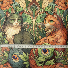 35cm - ART NOUVEAU CATS & FLOWERS PAT. 3 - thick pressed leatherette