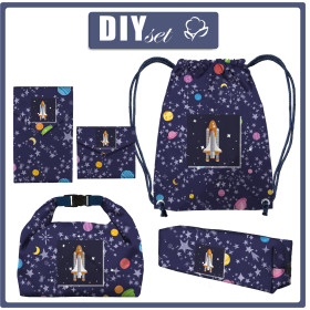 PUPIL PACKAGE - PLANETS AND STARS ( GALAXY ) / dark blue - sewing set