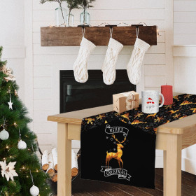 TABLE RUNNER PANEL - GOLDEN DEERS - Woven Fabric for tablecloths 