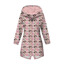 WOMEN'S PARKA PANEL (ANNA) - RETRO SEWING MACHINES pat. 1 / pink  - softshell L
