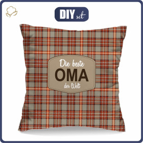 PILLOW 45X45 - DIE BESTE OMA DER WELT / check retro - Cotton woven fabric - sewing set