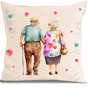 PILLOW 45X45 - GRANDPARENTS / colorful hearts - sewing set