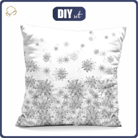PILLOW 45X45 - GREY SNOWFLAKES - Waterproof woven fabric - sewing set