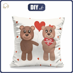PILLOW 45x45 - BEARS IN LOVE pat. 1 (BEARS IN LOVE) - Waterproof woven fabric - sewing set