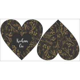 DECORATIVE PILLOW HEART - KOCHAM CIĘ / LEAVES pat. 12 (gold) 