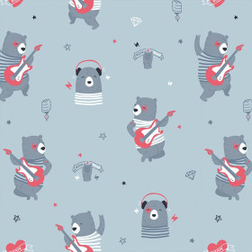 Rock N Roll bear / grey - Cotton woven fabric