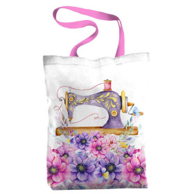 SHOPPER BAG - SEWING MACHINE AND FLOWERS - Panama 220g - sewing set
