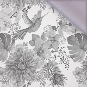 HUMMINGBIRDS AND FLOWERS (GREY) / white - softshell