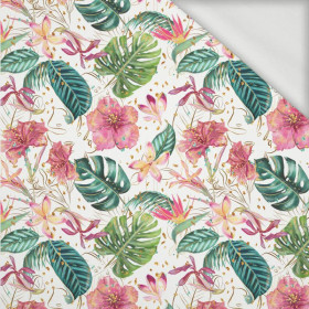 TROPICAL JUNGLE / white - looped knit fabric