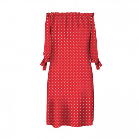 DRESS "CARMEN" - WHITE DOTSIES / red - sewing set