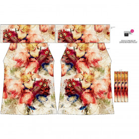 Bardot neckline dress (LILI) - WATERCOLOR FLOWERS pat. 5 - sewing set
