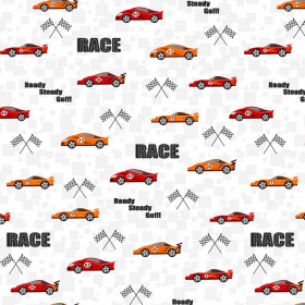 FAST WHEELS / red on white - Cotton woven fabric