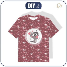 KID’S T-SHIRT - CATS / love you (CATS WORLD) / ACID WASH MAROON - single jersey