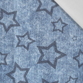 DARK BLUE STARS (CONTOUR) / vinage look jeans dark blue - Cotton woven fabric