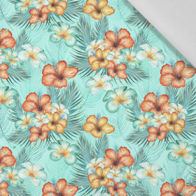 FLOWERS AND PALM TREES - Cotton woven fabric