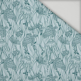 TURTLES AND JELLYFISH (BLUE PLANET) - quick-drying woven fabric