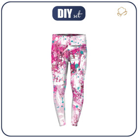 GIRLS THERMO LEGGINGS (DORA) - PINK SPLATTER - sewing set