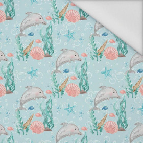 DOLPHINS pat. 2 (MAGICAL OCEAN) / aqua - Waterproof woven fabric