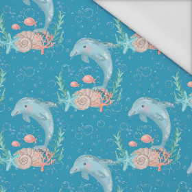 DOLPHINS pat. 3 (MAGICAL OCEAN) / blue - Waterproof woven fabric