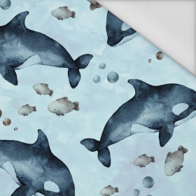 ORCAS (THE WORLD OF THE OCEAN) / CAMOUFLAGE pat. 2 (light blue) - Waterproof woven fabric