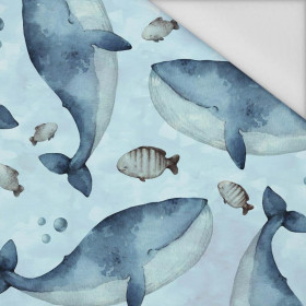 BLUE WHALES (THE WORLD OF THE OCEAN) / CAMOUFLAGE pat. 2 (light blue) - Waterproof woven fabric